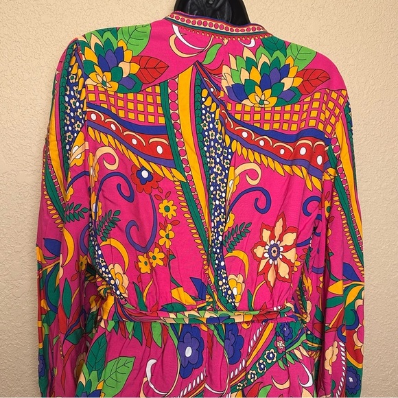 Adrianna Papell Long Sleeve Retro Printed A Line Dress In Pink Multi Size 8 NWT - Picture 9 of 16